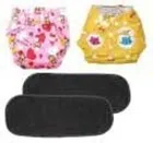 Reusable Printed Baby Cloth Diapers with Inserts (Multicolor, Set of 2)