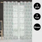 Sheer Floral Branches Printed Blue Flower Door Curtain 7ft Combo 