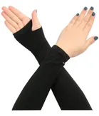 Arm Sleeves Protection Cotton Cover Gloves for Men and Women Used for Driving, Hiking Cycling Gloves (Black, Unisex)