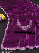 Jimmy Choo Applique Saree For Women, Purple