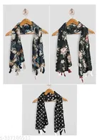 Chiffon Printed Scarves for Women, Multicolor, Pack of 3