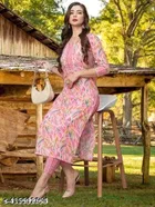 Cotton Printed Kurti with Pant for Women 