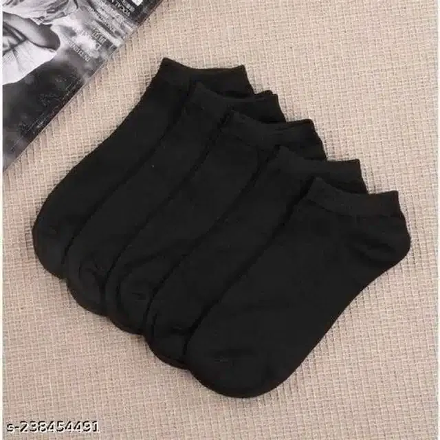 Cotton Socks for Men (Black, Set of 5)