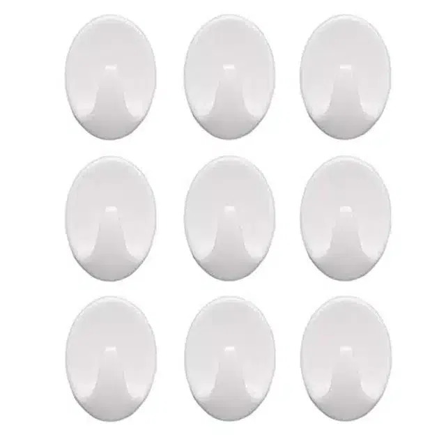 Self Adhesive Wall Hangers (Pack of 9, White)