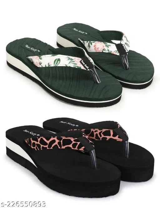 EVA Flip-flops for Women (Black, 7) Pack of 2