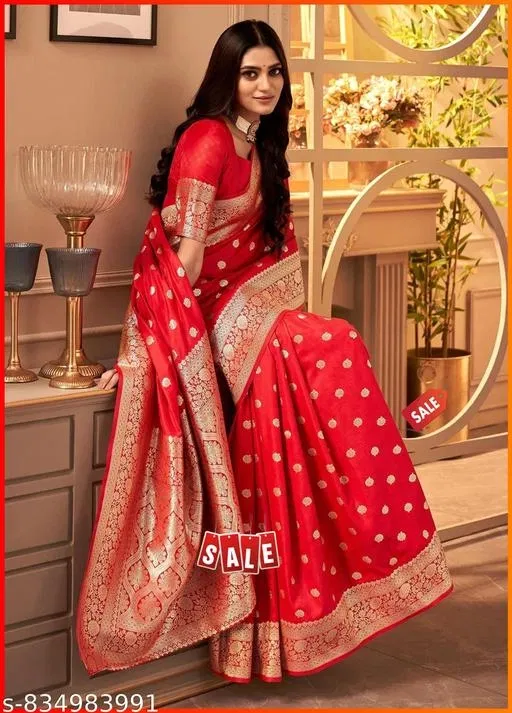 Zari Woven Kanjeevaram Saree for Women (Red, Free Size)
