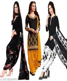 Crepe Printed Unstitched Suits for Women, Pack of 3 