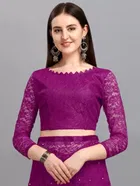 Net Solid Saree for Women 