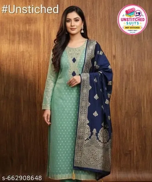 Unstitched Suit (Multicolor, 6.05 meter (M)) (Multicolor, 6.45 meter for Women (XL)