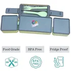 Plastic 3-in-1 Compartment Lunch Box with Spoon & Fork 