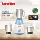 SURYAVIVA Ronin 500 W Mixer Grinder, Mixer Grinder 500 Watt | 3 Jars | Blue And White