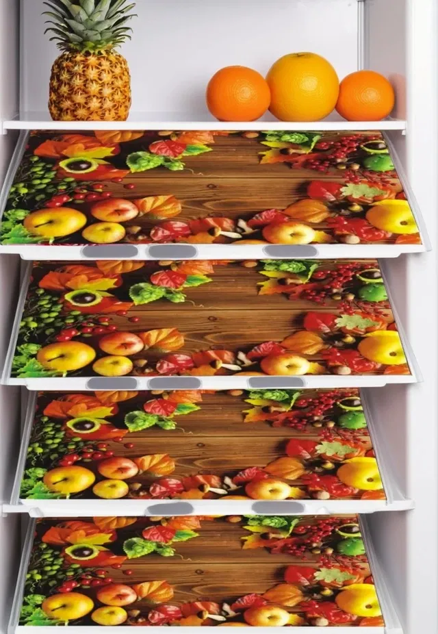 PVC Fridge Mat (Multicolor, Pack of 4)