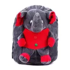 Elephant School Bag For Kids Soft Material Plush Backpack (Red/Gray)
