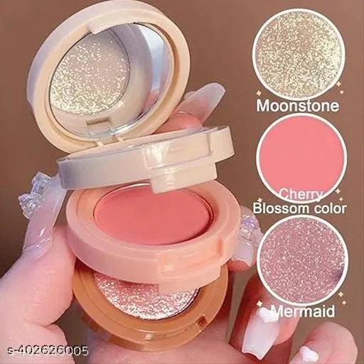 3-in-1 Highlighter & Blush Palette (Multicolor, Pack of 1)