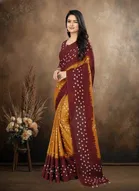 Art Silk Printed Saree for Women, Mustard 