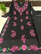 Georgette Printed Kurta & Paint Set For Womens, Black 