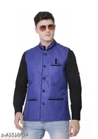 Cotton Ethnic Jacket for Men (Royal Blue, M)