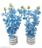 Plastic Artificial Flower With Pot,Multicolour,Set Of 2