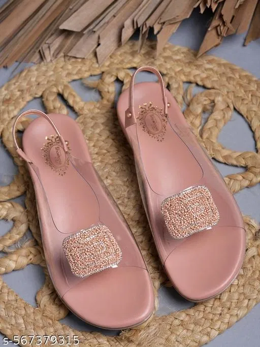 Shoetopia Girls Flat Sandals Peach Size 3.0