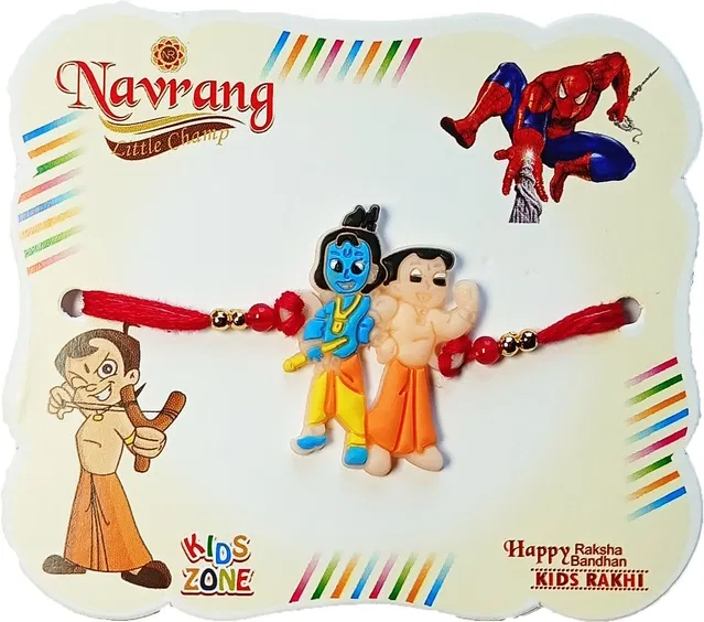 Plastic Krishna Bheem Rakhi for Kids (Multicolor, Free)
