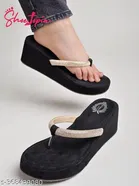 [120] Black Embellished Wedge Wedges for Women 