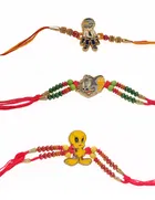 Alloy 3 Pcs Rakhi with Greeting Card & Roli Chawal 