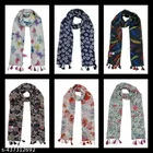 Poly Chiffon Printed Scarves for Women (Multicolor, 1.75 m) (Pack of 6)