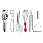 Stainless Steel Lemon Squeezer & Pakkad & Pizza Cutter & Egg Whisk & Roti Chimta & Potato Masher For Kitchen 