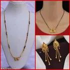 Alloy 2 Pcs Mangalsutra with 1 Pair Earrings for Women 