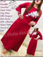Woolen Embellished Gown for Women (Maroon, Free Size)