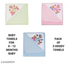 Baby Hooded Towel Wrapper Blanket (Multicolor, 27x37 inches) (Pack of 3)