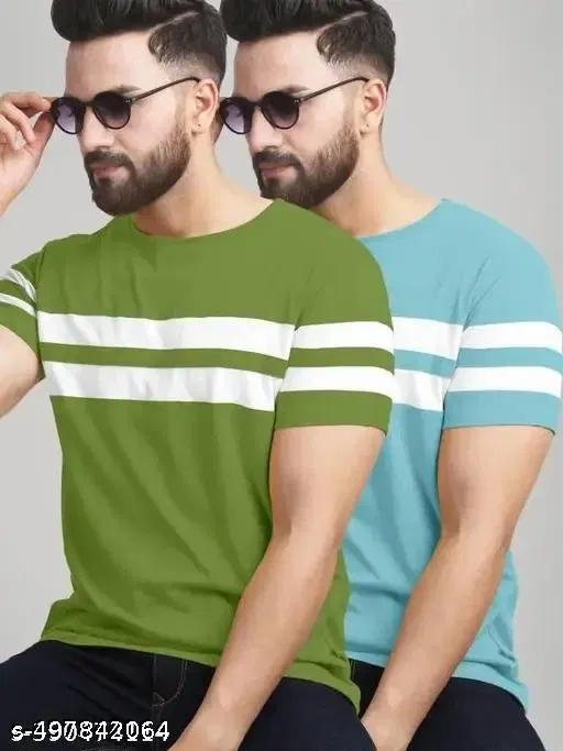 Cotton Blend T-shirt for Men, Multicolour, Pack of 2 (XXL)