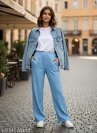 Sky Blue Formal Trousers for Women 