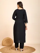 Cotton Blend Self Design Kurta with Pant for Women 