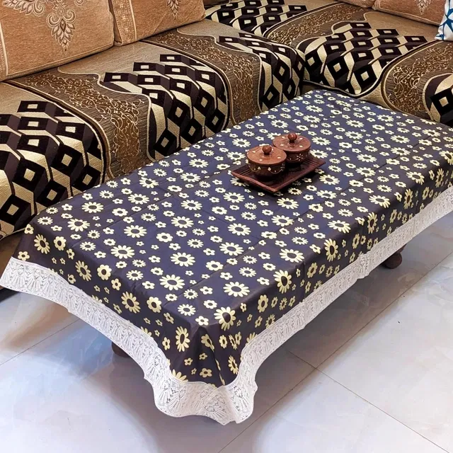 PVC Printed 4 Seaters Table Cover (Multicolor, 40x60 inches)