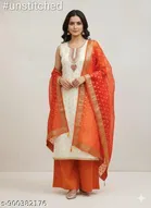 Silk Blend Embroidered Punjabi/All Over Suits for Women 