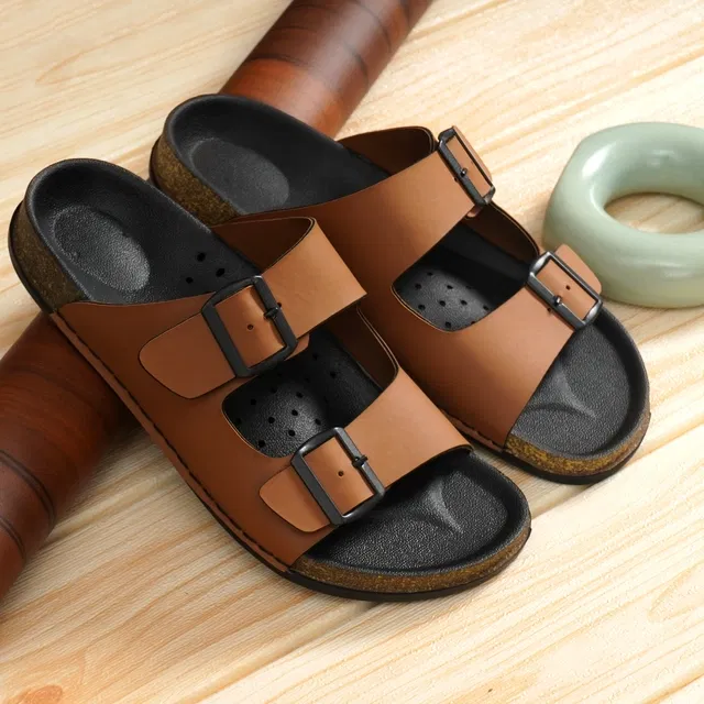Solid Flipflops for Men (Tan, 8)