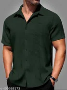 Half Sleeves Shirt for Men (Bottle Green, S)