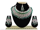 [Green] Rose Gold Uncut Kundan Choker Set for Women 