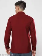 Cotton Blend Solid Shirts for Men, Maroon 
