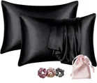 Grover Silk Pillow Cover Black 17x27inch Pack of 2 with crunches