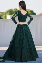 Net Embroidered Semi Stitched Lehenga for Girls 