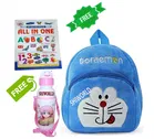 Combo of Fabric School Bag, Water Bottle with All in One Book for Kids 