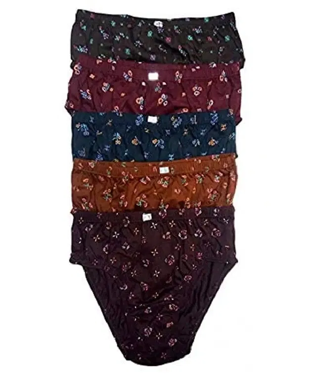 Cotton Printed Panties for Women (Pack of 5) (Multicolor, L)