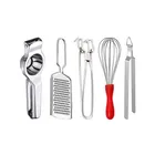 Oc9 Stainless Steel Lemon Squeezer & Cheese Grater & Pakkad & Egg Whisk & Roti Chimta Kitchen Tool Set (O-70)