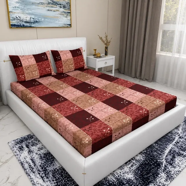 Arch Fab Double Bedsheet (88x90 Inch, Maroon)