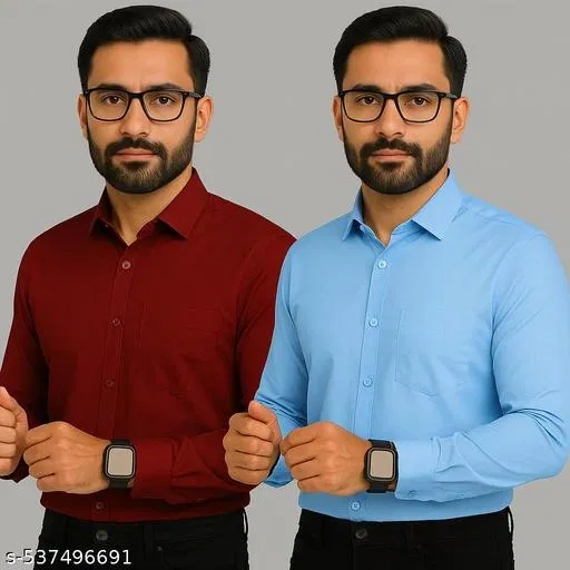 Polycotton Solid Shirts for Men, Multicolor (XL)