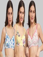 Cotton Blend Printed Padded Bra for Women 