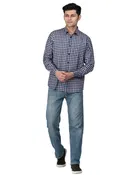 Cotton Blend Full Sleeves Chequered Shirt for Men 