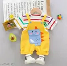 Cotton Blend Printed Dungarees for Boys 